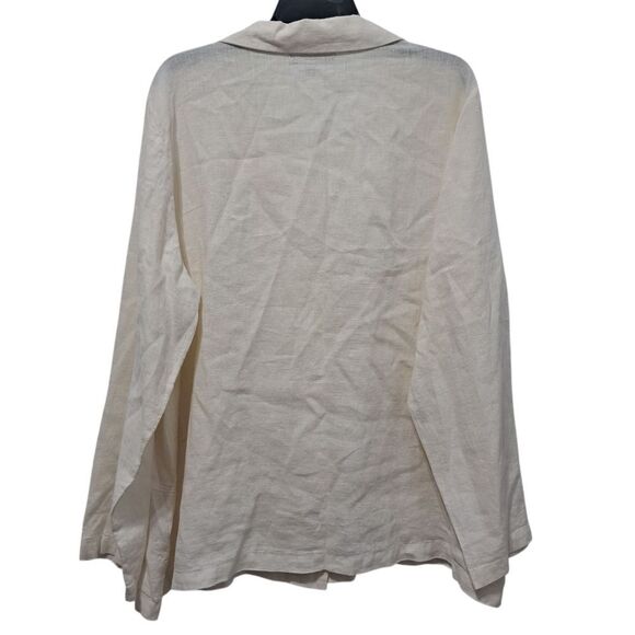 Flax Linen Azalea Carper Lightweight Jacket Minimalist Button Down Cream Large - Picture 4 of 16